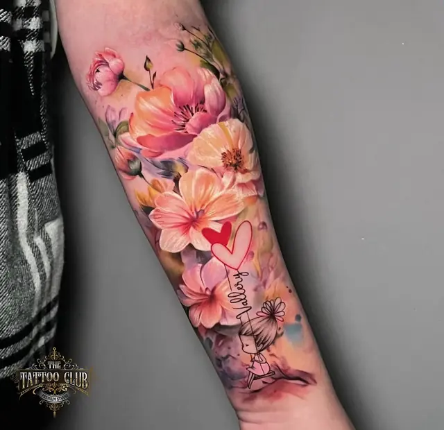 Bloemen in roze en oranje
